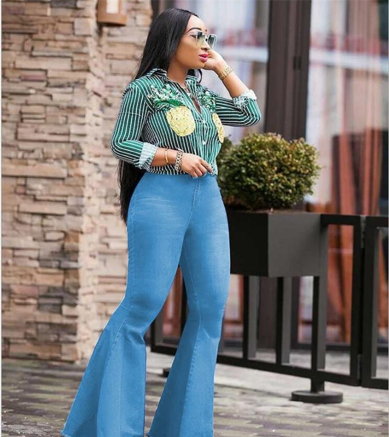 Womens Wide Leg Jeans Fashion Big Bell 