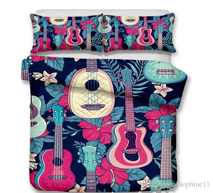 3d Guitar Bedding Set Guitar Printing Music Theme Duvet Cover Set