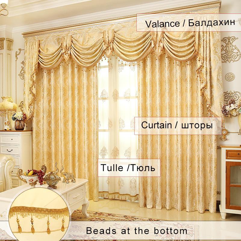 2019 European Golden Royal Luxury Curtains For Bedroom Window