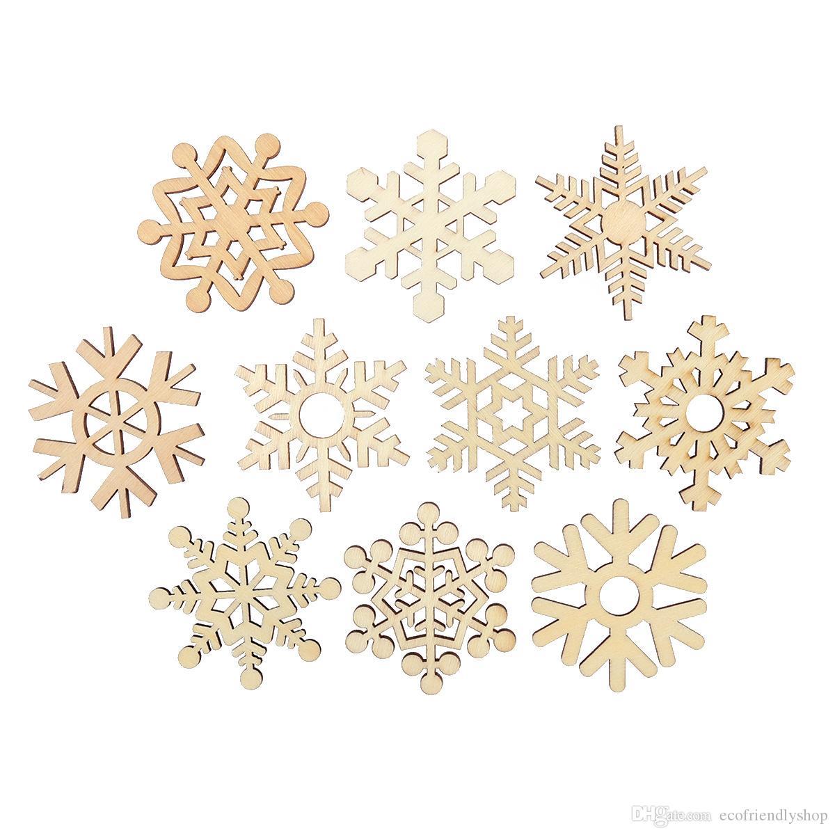 50mm Snowflakes Christmas Tree Ornaments Xmas Wooden Pendants New