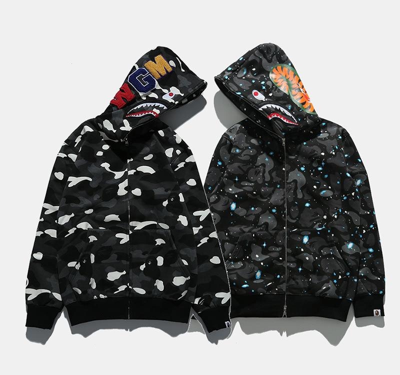 bape shark moletom com capuz space camo