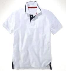 white polo shirt with orange horse