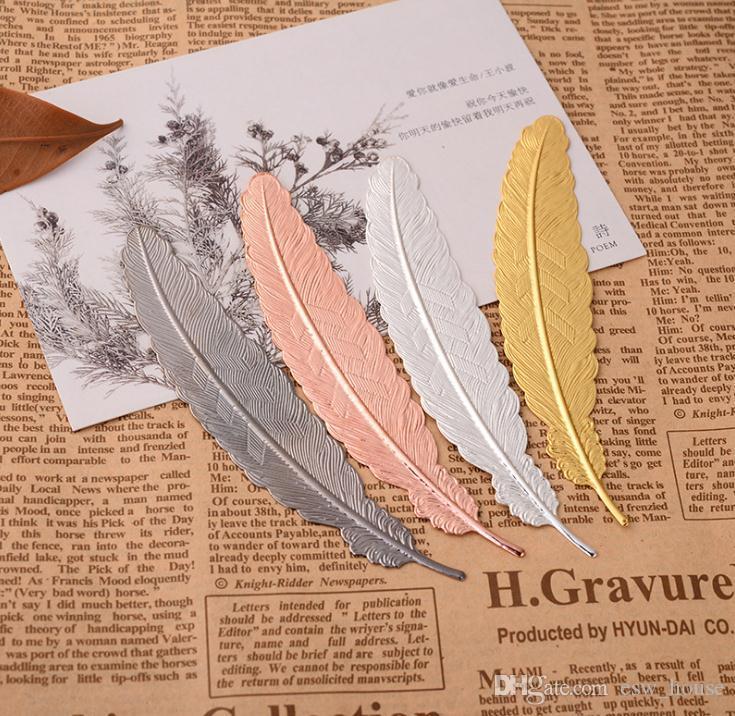 antique leaves feather shaped metal bookmark for books office school gift In AL
