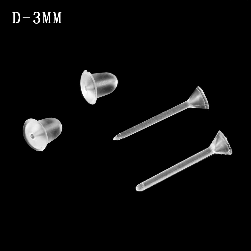 Color : 12 Pairs 100 Paare Kunststoff Ohrringpfosten und Rücken Klare Ohrstifte und Silikonkautschukrücken Betroffene Ohrring-Rücken für Männer Frauen 
