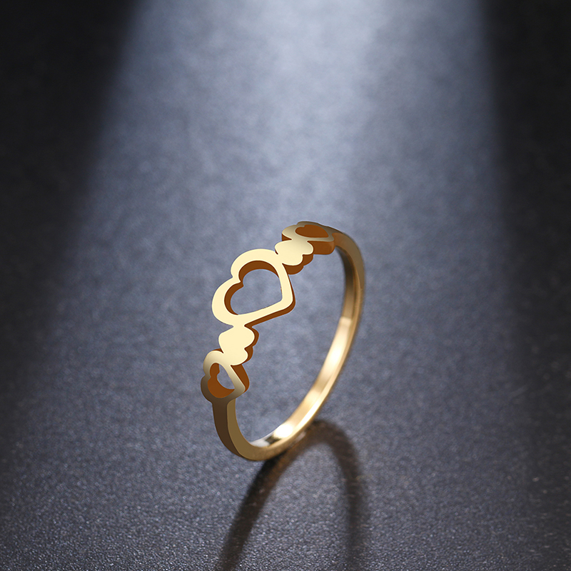 HCBYJ Lady ring Hollow Romantic Wedding Heart-Shaped Jewelry Female Ring Stainless Steel Fashion Wind Couple Ring 316L HCBYJ Lady ring Hollow Romantic Wedding Heart-Shaped Jewelry Female Ring Stainless Steel Fashion Wind Couple Ring 316L
