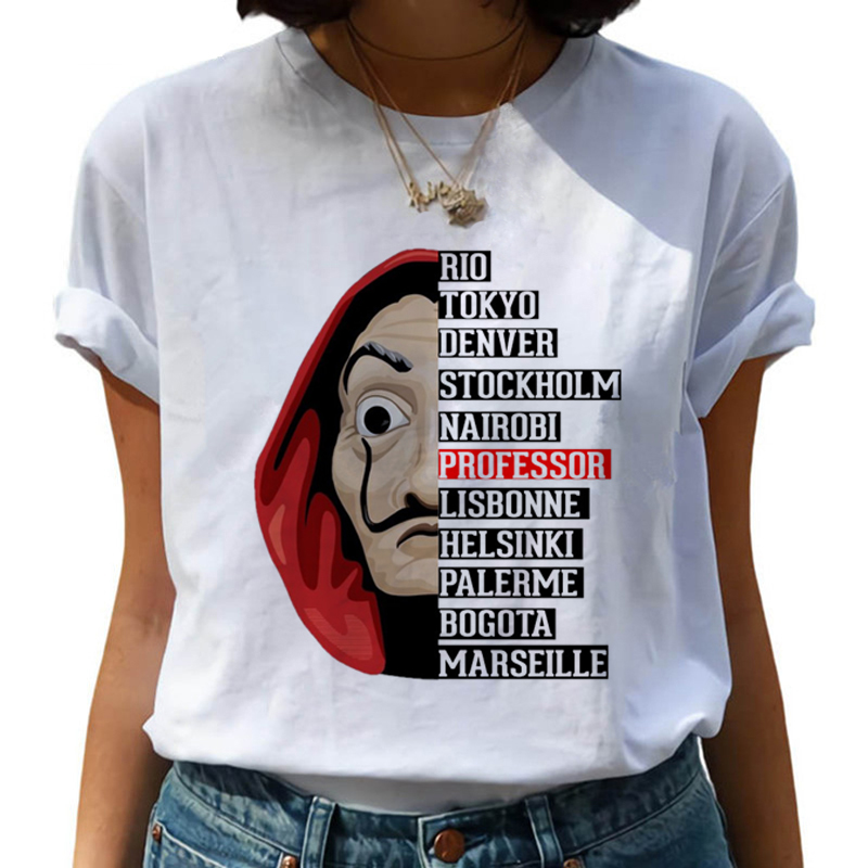 Harajuku 2020 La Casa De Papel camiseta dinero robo camisetas TV BEL Harajuku 2020 La Casa De Papel camiseta dinero robo camisetas TV BEL