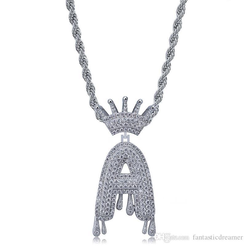 Wholesale Factory Bottom Price A J Drip Bubble Letter Pendants Necklaces 3a Cz Iced Out Crown Alphabet Pendant Hip Hop Men Jewelry Statement Necklaces Gold Necklaces From Wwb4 20 47 Dhgate Com