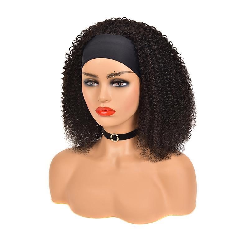 Headband Wig Afro Kinky Curly Human Hair Wigs Jerry Curl ...