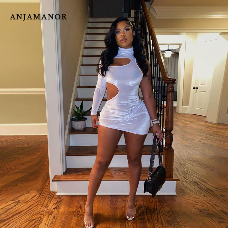 White Velour Bodycon Dresses For Women 