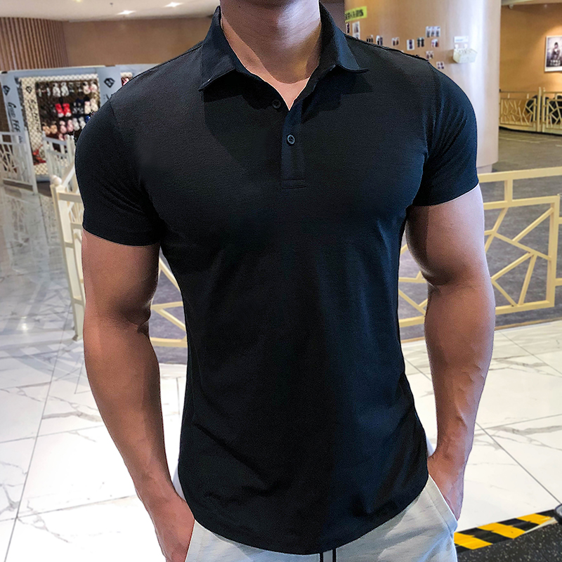 Fitness polo camisa hombre entrenador personal ropa de trabajo secado camiseta deportes manga corta medias muscular superior personalización