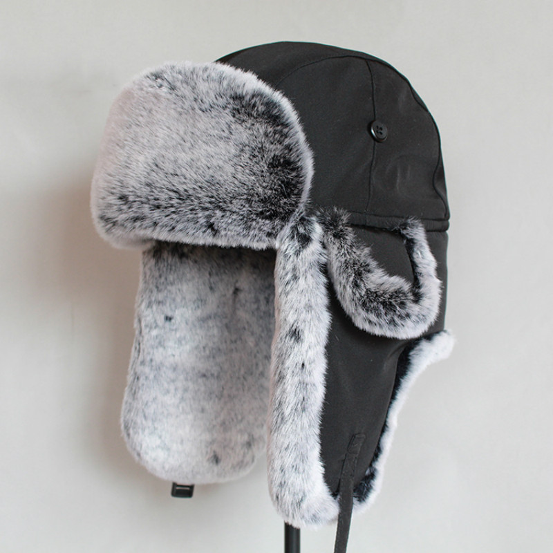 Gorro grueso y cálido Ushanka con orejeras Sombrero ruso de piel sintética Liann Sombrero de bombardero de invierno para hombres