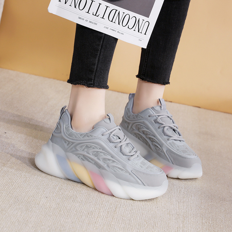 2021 Dikke Mesh Rode Regenboog Bodem Vader Schoenen Dames Ins Trendy 2021  Lente Nieuwe Muffin Schoenen Comfort En Casual Sneakers Van Yundong2020,  43,32 € |DHgate