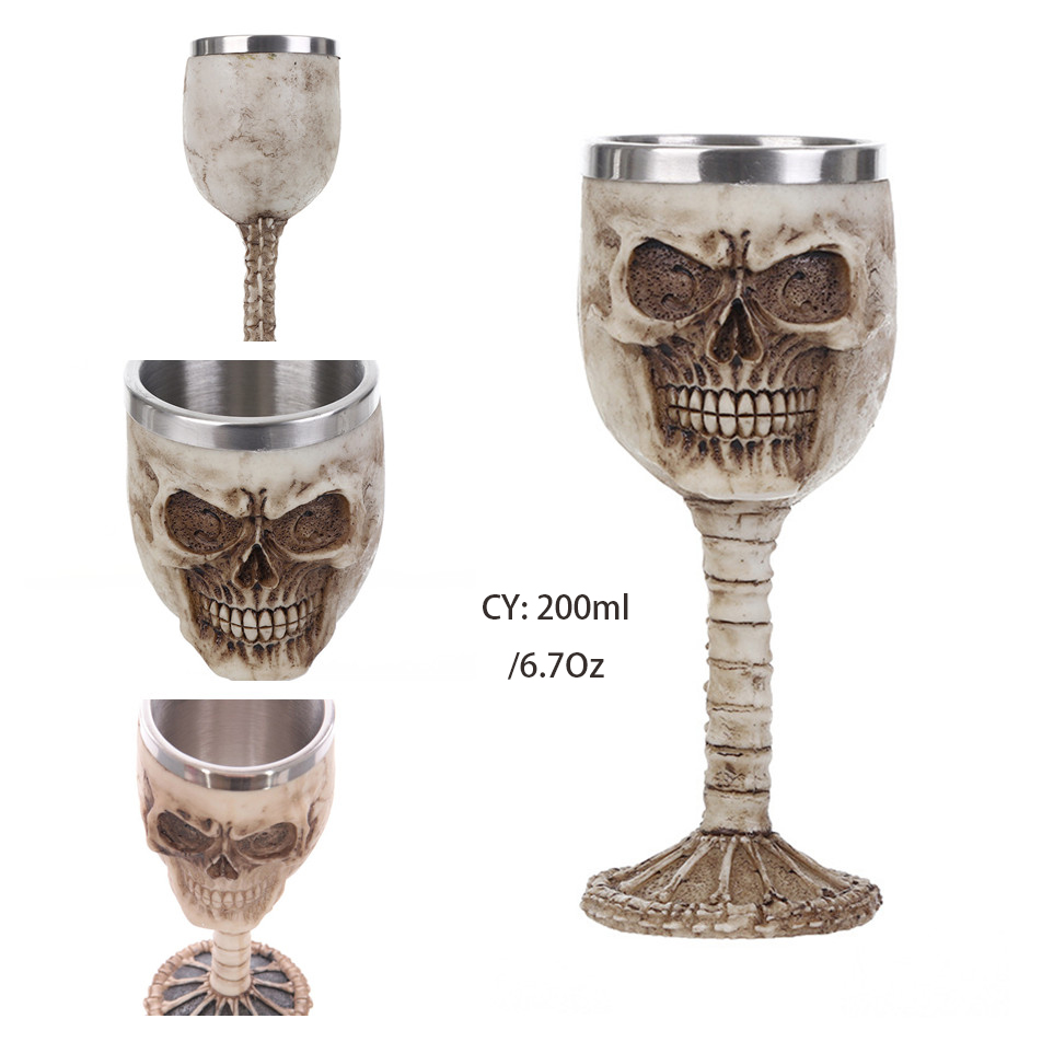 Dragon King Resin Goblet 200ml Stainless Steel Gothic Cocktail Retro Wine Glass 