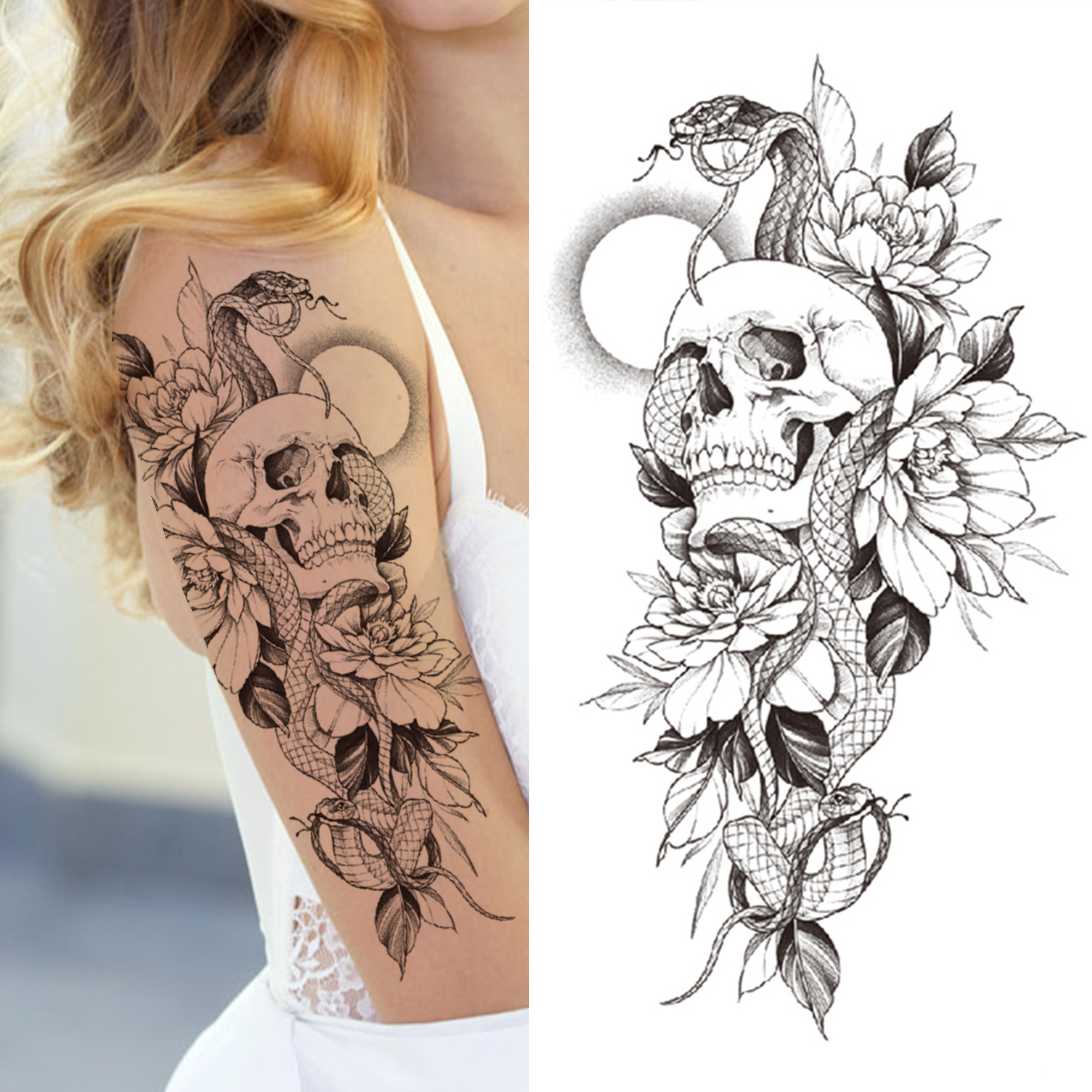Tattoo For Women Girls Fake Rose Daffodil Flower Tattoos Sticker Body Art W...