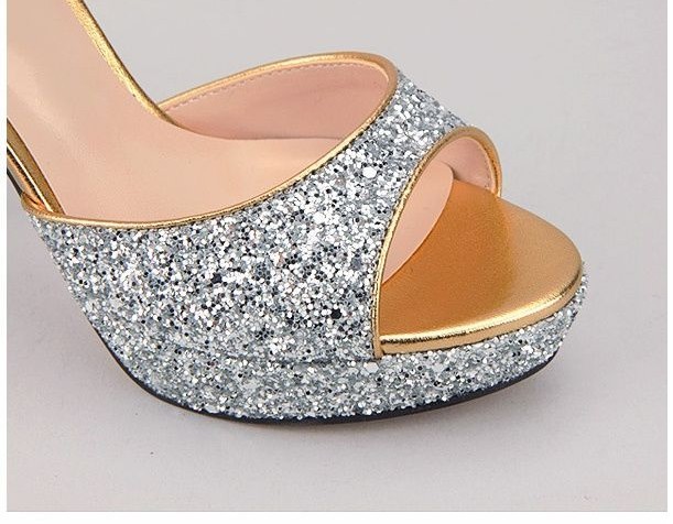 2015 Fashion Lady Dress Shoes Glitter Silver 10cm Bridal High Heels ...