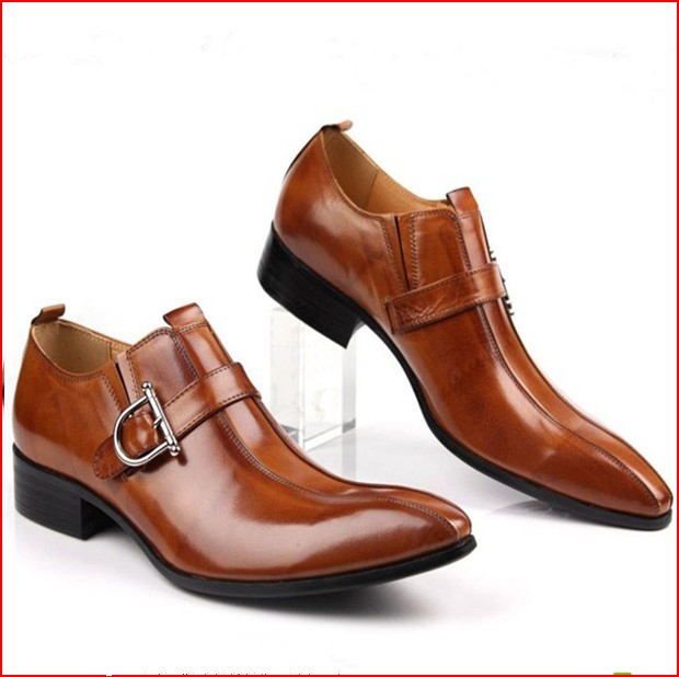 Mens Real Leather Shoes Pointed Leather Dress Shoes Breathable Top ...