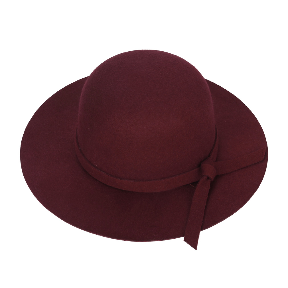 Vintage Children Girl Wool Felt Hats Kids Wide Brim Caps Casual Summer