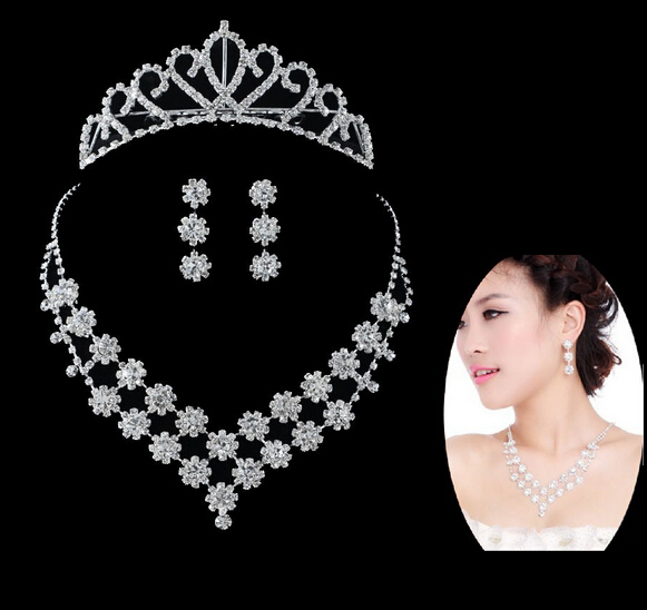 1Set=Necklace + Earring + Crown