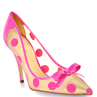 Pink Dot Women Dress Shoes Pointed Toe Thin Kitten Heel Pumps Bowtie ...