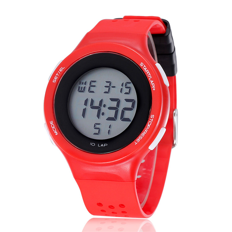 red and black digital watch