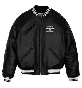 Avirex Black Rapel Lederen Jacket Casual Sport Flight Jacket 1975 American Vintage Leather Jacket