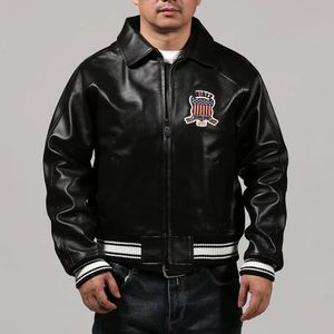 Avirex Black Rapel Leather Jacket Casual Sports Flight Suit, 1975 Verenigde Staten