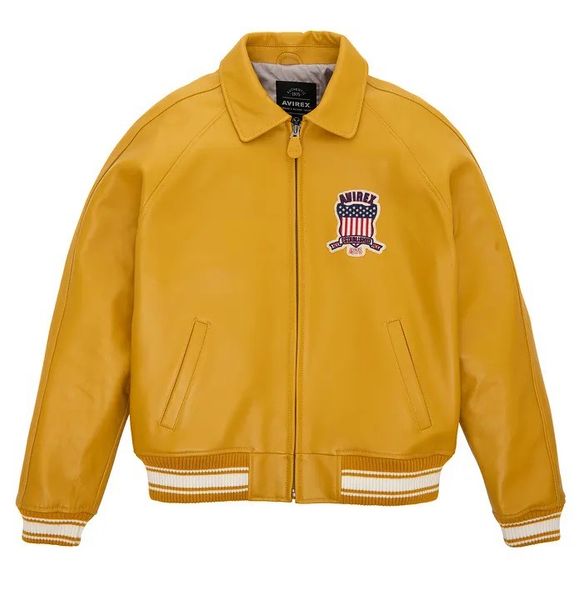 AVIREX chaqueta de cuero de solapa negra traje de vuelo deportivo casual 1975 Estados Unidos LB4C