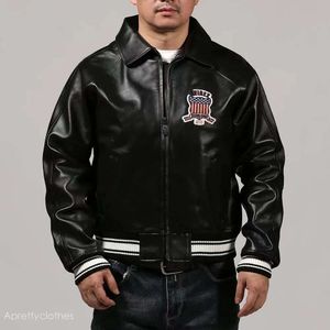 Avirex Plus Size Black Rapel Lederen Jacket Casual Sports Flight Suit echt lederen jas 1975 Verenigde Staten Avirex Lederen Jacket 529