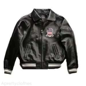 Avirex Plus Size Black Rapel Lederen Jacket Casual Sports Flight Suit echt lederen jas 1975 Verenigde Staten Avirex Lederen Jacket 542
