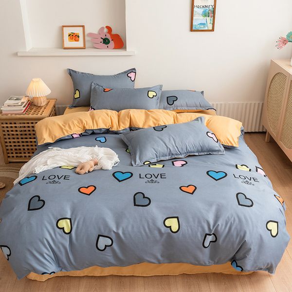 avocat coeur dessin animé ensemble de literie king size enfants mignon housse de couette simple double reine king size plaid housse de couette linge de lit LJ201015