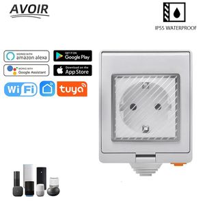 Avoir Tuya IP55 waterdicht stopcontact EU-stekker Wifi slimme stopcontacten 220V buitenafstandsbediening werkt met Alexa Home 240228