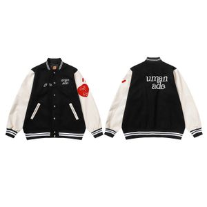 La nouvelle veste Umanmad de AW Stand Up Collar Girl, ne pleure pas, aime les manches en cuir, le costume de baseball de Blazer pour hommes et femmes, couple à manches longues Top à vêtements de haut