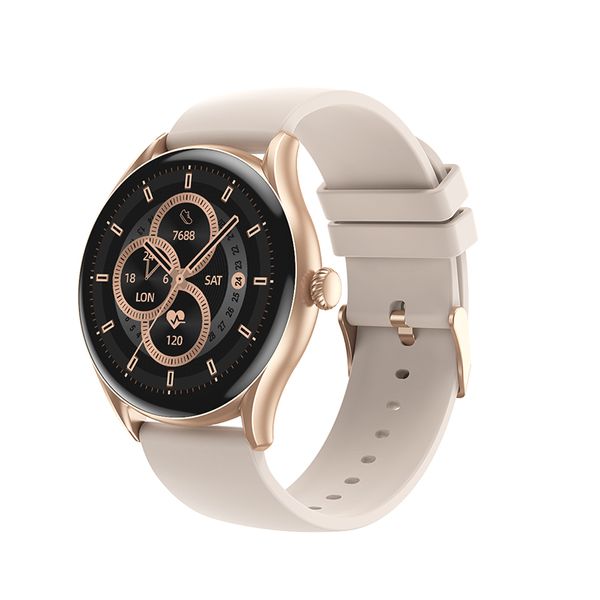 Reloj inteligente AW19 para mujer, pantalla a Color redonda HD de 1,28 pulgadas, llamadas Bluetooth, esfera múltiple, pulsera deportiva de moda de espera ultralarga