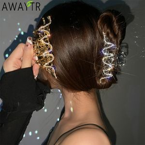 Awaytr Rhinestone Metal Hair Claw Crab Clip pour les femmes Filles Girls Barrette Barrette Crystal Crystal Pearl Hair Accessoires Bijoux Gift