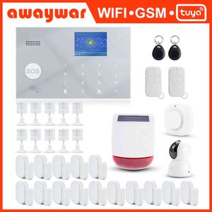 Système d'alarme TUYA ALLWAR TUYA 433MHZ WIFI WIFI WIFI GSM Kit de sécurité RFID de GSM APP Télécommande Bourglar Smart Home Home Pir Dorly Detector