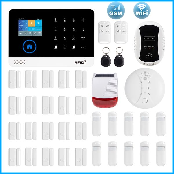 Awaywar sans fil WIFI GSM RFID TFT kit de système d'alarme de sécurité APP télécommande cambrioleur clavier tactile maison intelligente