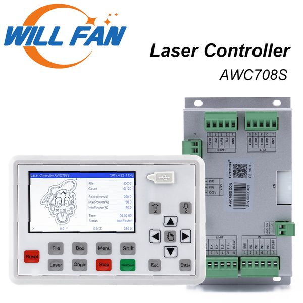 Sistema de control láser AWC708S para máquina de corte y grabado láser Co2. Placa base láser y controlador para láser de dióxido de carbono