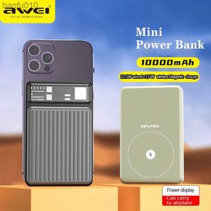 Awei P186K Mini Banque de Puissance Magnétique 10000mAh Charge Rapide Sans Fil Portable Batterie Externe Téléphone Mobile MacSafe Powerbank L230712