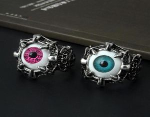 Awesome gothic boze oog schedel ring voor mannen vintage demon eye punk ringen sieraden mode titanium staal verzilverd men039s ri2844106