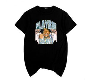 Geweldige t-shirts voor jongens O-hals met korte mouwen, normale heren o-hals heren Playboi Carti hiphop zwart shirt