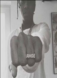 AWGE klassieke letterring vingerring ASAP ROCKY met goud en zilver tweekleurig puntboring glad oppervlak8670254