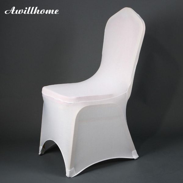 Awillhome 100 pièces housses de chaise extensibles en Spandex blanc de bonne qualité pour événement fête mariage housse de chaise