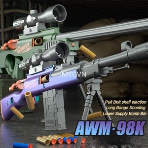 Awm 98K fusils à éjection de coquille balles souples pistolets jouets manuels fléchettes en mousse simulé Blaster avec portée en plein air Cs Prop cadeaux d'anniversaire