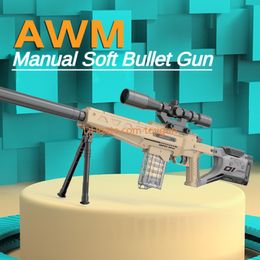 AWM Soft Bullets Toy Gun Manual Shell Ejected Launcher Outdoor CS PUBG Game Prop Dart Look Real Moive Prop Collection d'anniversaire Cadeaux pour garçons Fidgets Toys