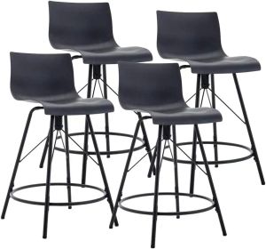 Tabourets de bar noirs awonde ensemble de 4 tabourets de bar de barre pivotants avec dos de barres de cuisine moderne chaises de barreau en plastique en plastique les jambes en métal