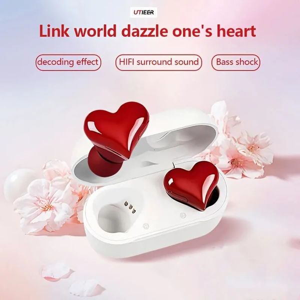 AX30 Diseño inalámbrico en forma de corazón Auriculares intrauditivos Bluetooth para niñas Aspecto lindo y moderno 231226