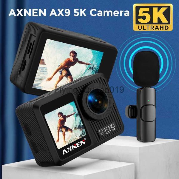 Caméra de sport AX9 5K 4K 60fps EIS, caméras d'action vidéo 24MP avec Microphone sans fil, écran tactile, télécommande HKD230828