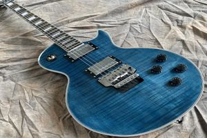 AXCESS Alex Lifeson Trans Blue Flame Maple Top Guitare électrique Floyd Rose Tremolo Bridge Whammy Whammy Cold Coud Joints biseauté 8961047