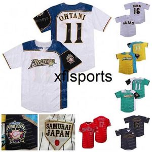 AXflsp GlaC202 Personnalisé Shohei Ohtani # 11 Hokkaido Nippon Ham Fighters Baseball Jersey Japon 2017 AMBITIEUX Film Pour Hommes Femmes Jeunesse Double Cousu Nom