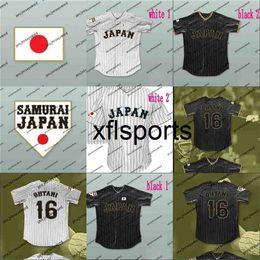 AXFLSP GLAMIT JAPON SAMURAI 16 SHOHEI OHTANI Noir Blanc Pinstripe 100% Centred Mens Youth Youth Baseball Chiftball Maillots Vintage Vintage